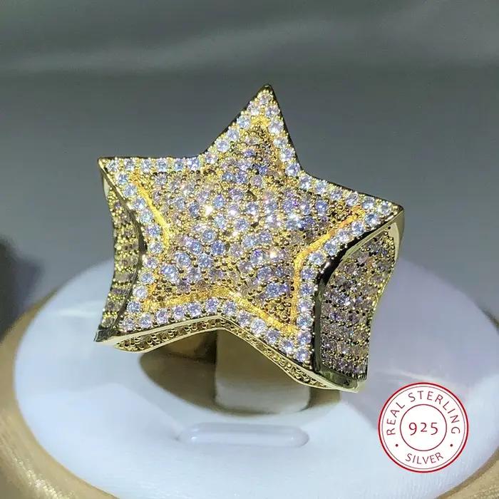 Bague de Cocktail Classique en Argent 925 avec Zircon Blanc pour Soirées et Occasions Spéciales