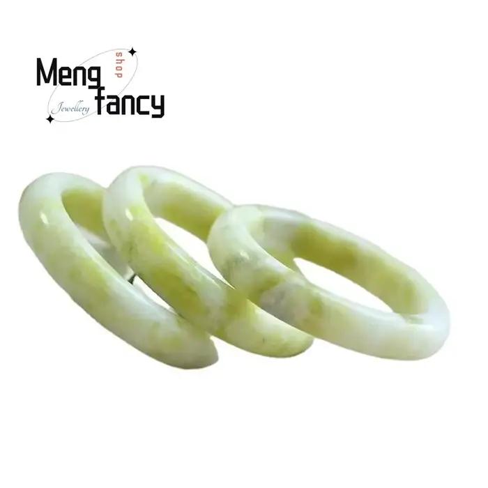 Bracelet en jade naturel Lantian avec fleur flottante, simple, élégant, exquis, de qualité supérieure, bijoux fins de luxe, cadeau de vacances