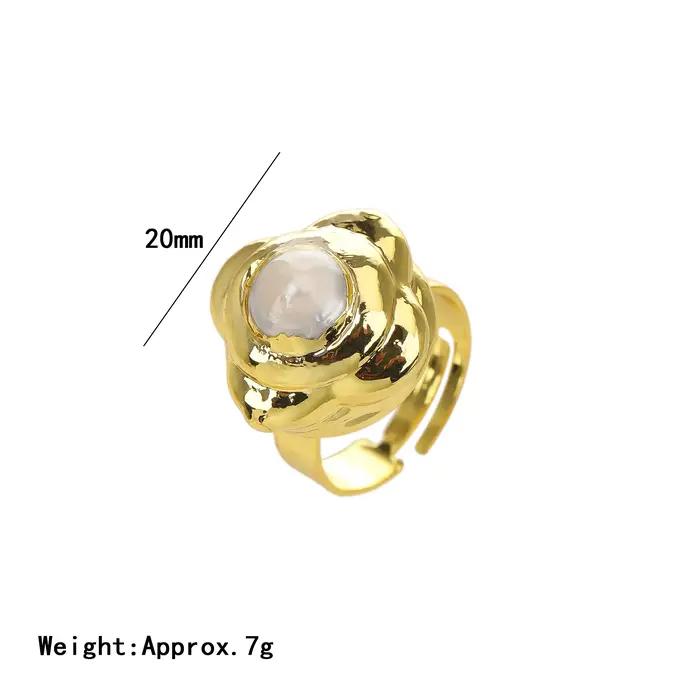 Bague en perle baroque, bague irrégulière plaquée or, bague vintage luxueuse réglable, bijoux tendan