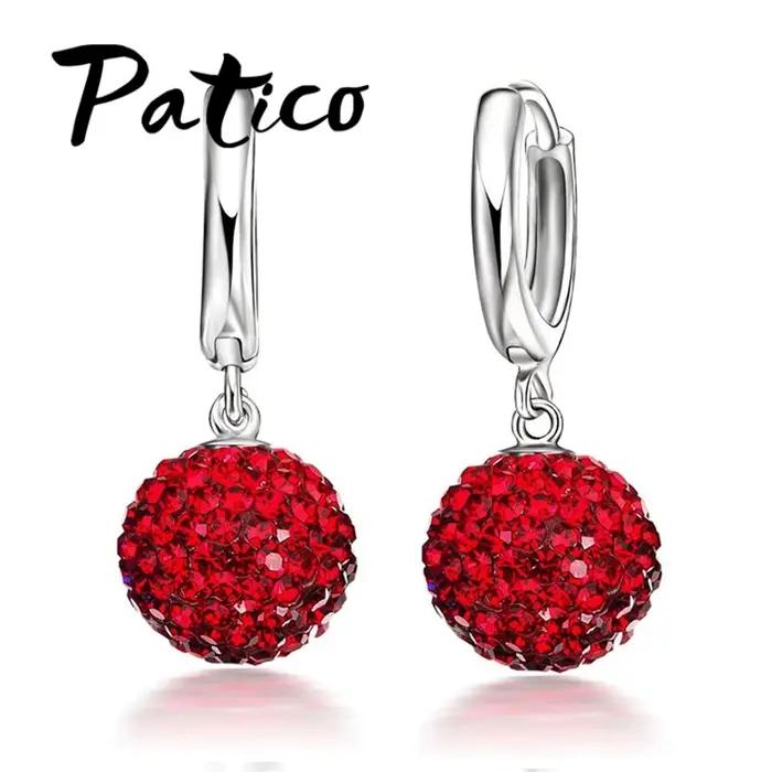 Livraison gratuite rapide argent Sterling 925 pavé autrichien Disco boule cerceau levier arrière bou