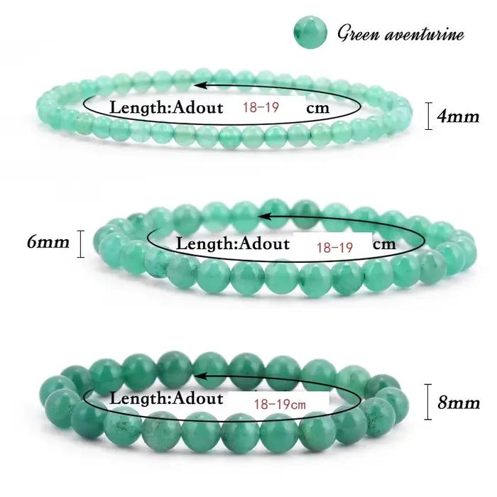 Bracelet en Aventurine verte 4/6/8mm, fait à la main, élastique, extensible, pour Yoga, pierre naturelle, pouvoir de guérison, cadeaux énergétiques pour femmes