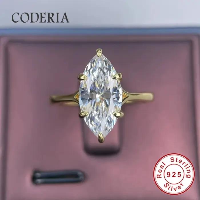 Bague de fiançailles en moissanite taille marquise 3 carats (7x14mm)