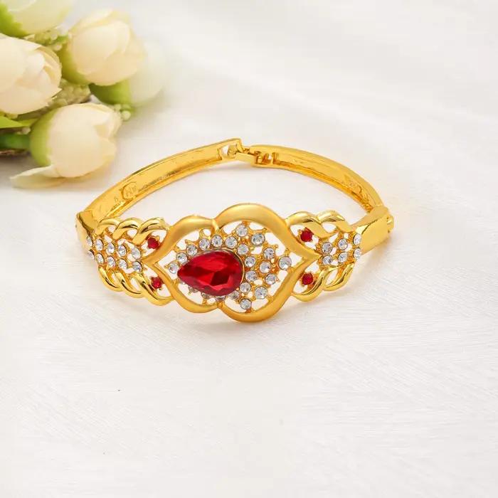 Ensemble de bijoux de luxe or 24 carats collier boucles doreilles cristal pour femmes mariage cérémonie spécial
