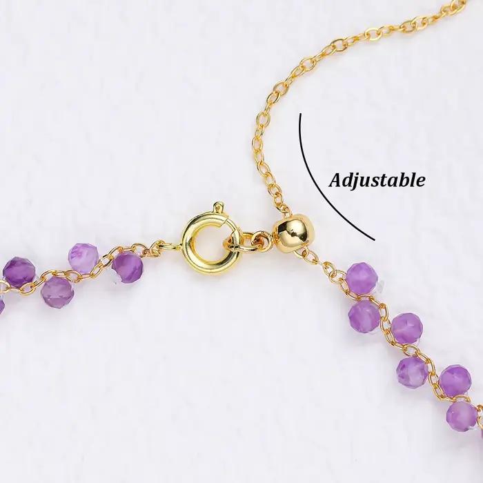 Collier en pierre naturelle Tourmaline/Fluorite/Améthyste ras du cou design de fête pour femme occasions spéciales cadeau de luxe