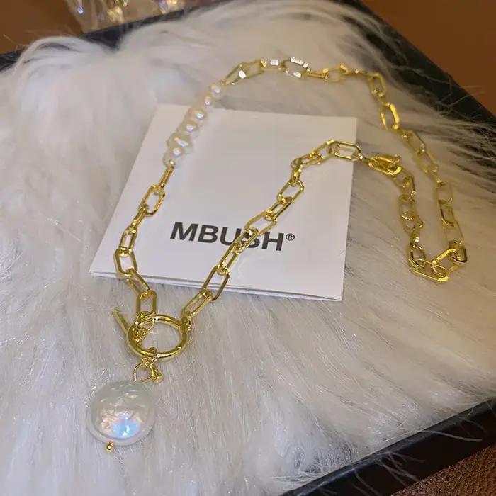 Bijoux originaux 100% naturel Baroque perle d'eau douce 14K or rempli femme asymétrie collier pour femmes cadeaux ne se