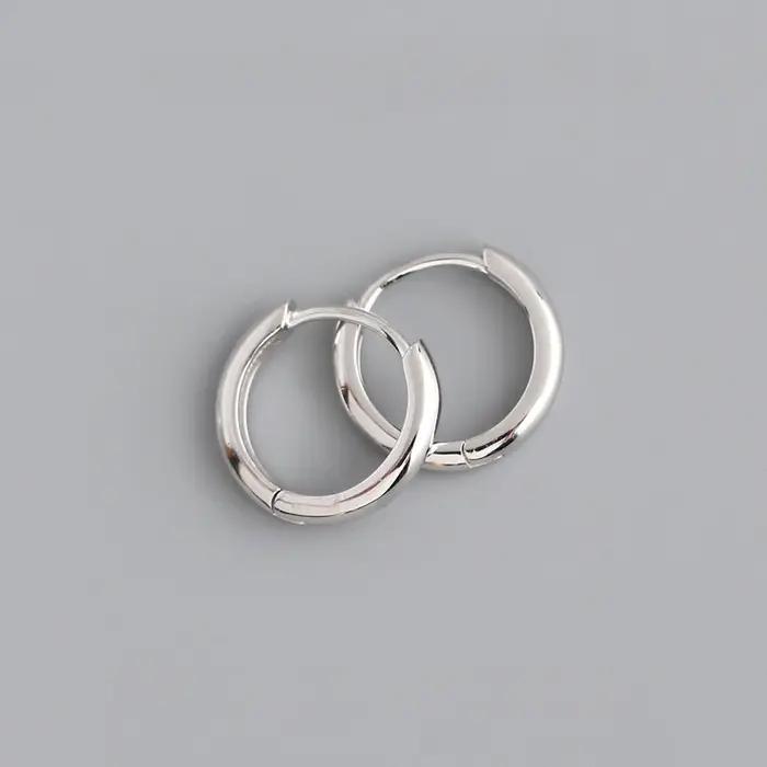 Boucles d'oreilles créoles géométriques en argent Sterling 925 pour femmes