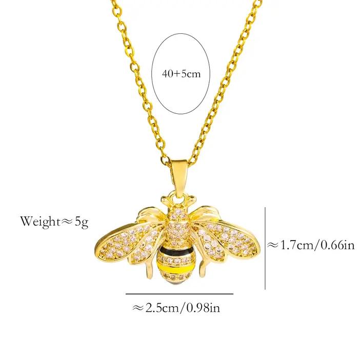 Collier de luxe avec pendentif abeille en cristal de zircon plaqué or 18 carats pour femmes modernes occasions spéciales