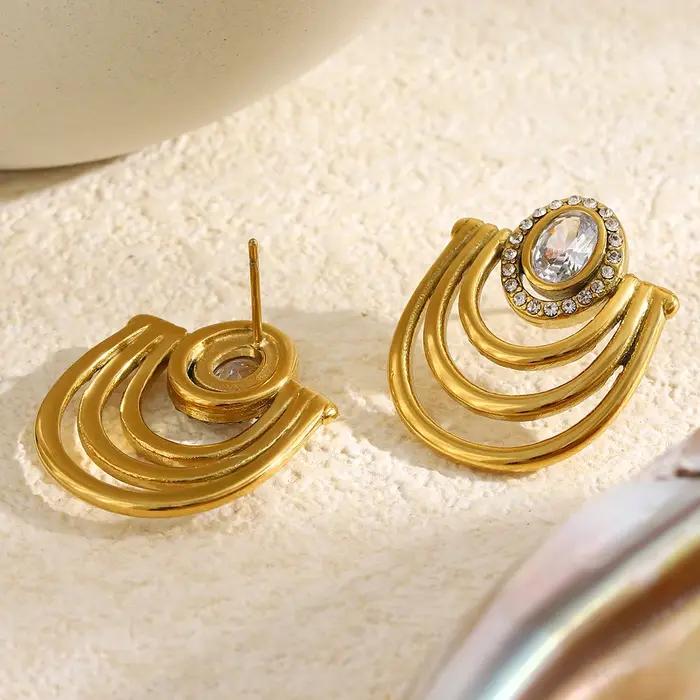 E.B.belle Boucles d'oreilles clous en acier inoxydable plaqué or