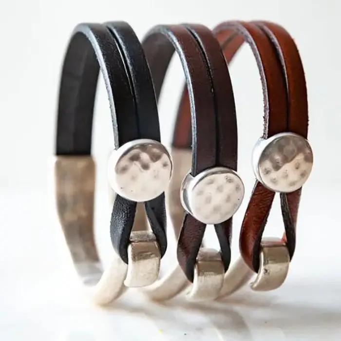 Bracelet rond en cuir PU pour hommes et femmes