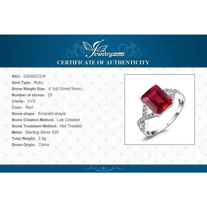 4.1ct créé rubis rouge 925 en argent Sterling bague de fiançailles de mariage pour les femmes mode fête bijoux cadeau