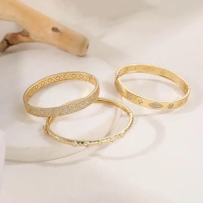 Bracelet en laiton plaqué or 18 carats pour femme