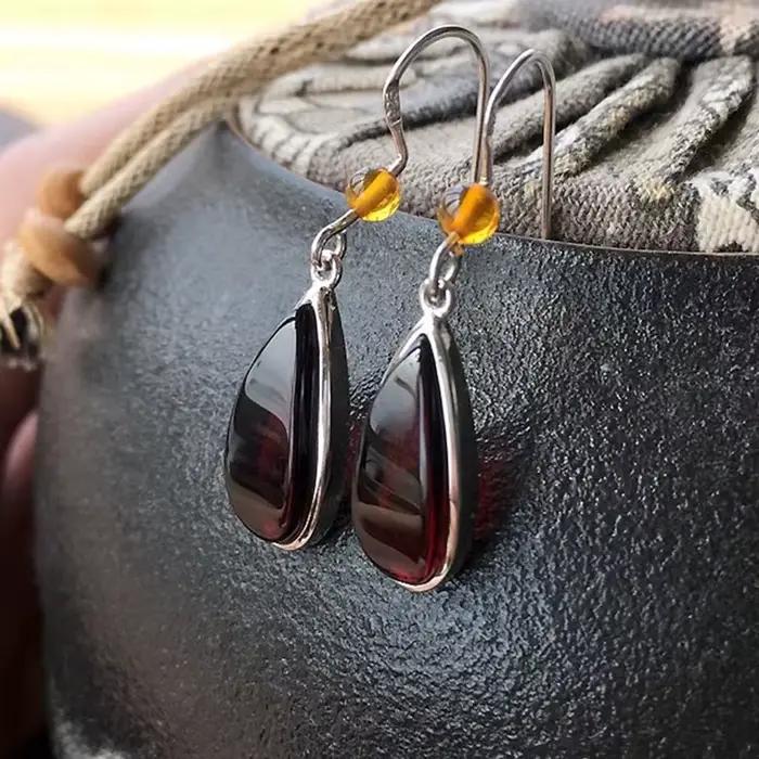 Yoowei-Boucles d'oreilles en ambre naturel pour femme, 3 couleurs, véritable argent S925, boucle d'o