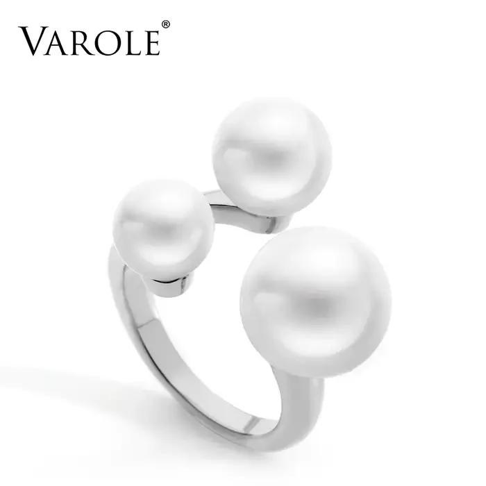 Bague en perles or à la mode pour femmes, bague de cocktail VAROLE en cuivre plaqué or 18 carats pour occasions spéciales