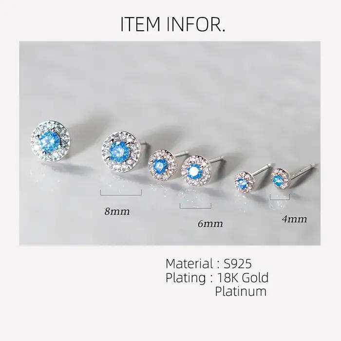 Boucles d'oreilles La Monada sterling 925 en zircone cubique bleue pour femmes occasions spéciales anniversaire elegance subtile