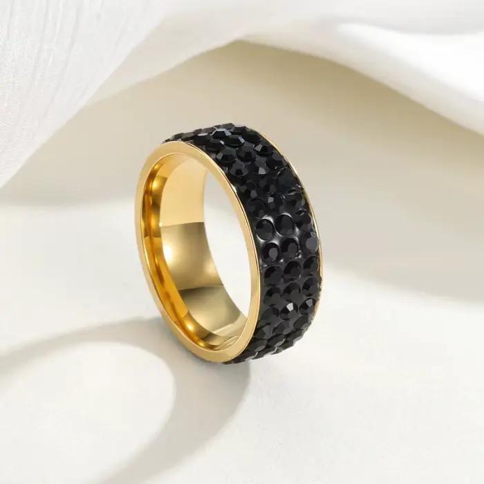 Bague de mariage en pierre blanche de 8mm pour femmes, 3/5 rangées, en acier inoxydable, avec pierres serties pavé, bijoux de fiançailles