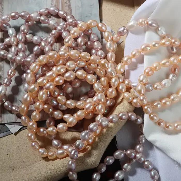 Bracelet de perles d'eau douce naturelles pour femmes, blanc, rose, violet, petites perles de riz, Simple, élastique, bijoux cadeau