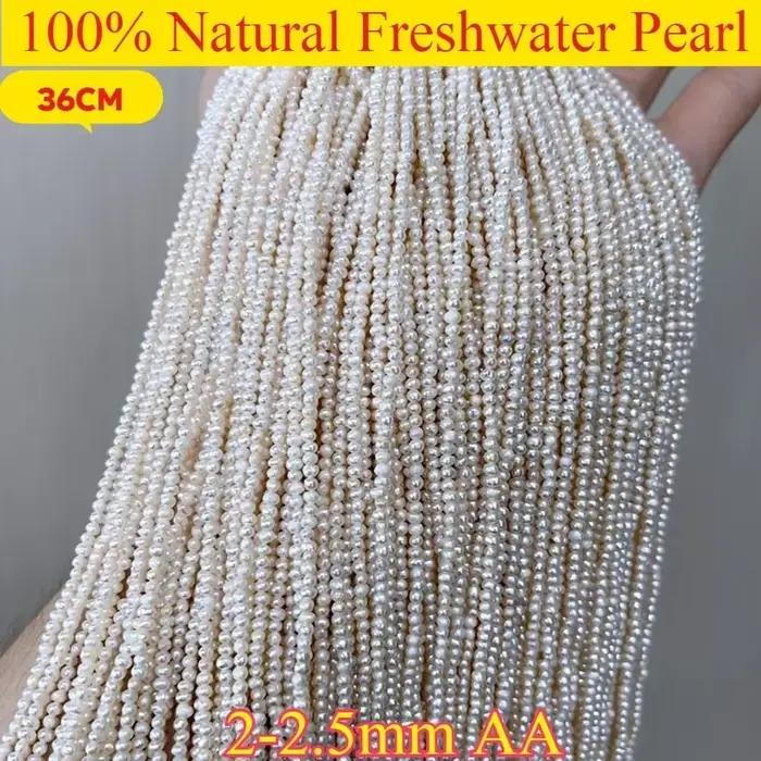 2-2.5mmAA Radiant vente en gros ronde petite perle blanche perle d'eau douce naturelle bijoux MakeDI