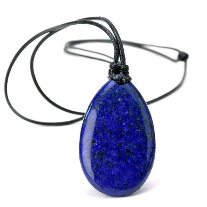 Collier pendentif en lapis-lazuli bohème en forme de larme, style unisexe, tissé à la main, cadeaux