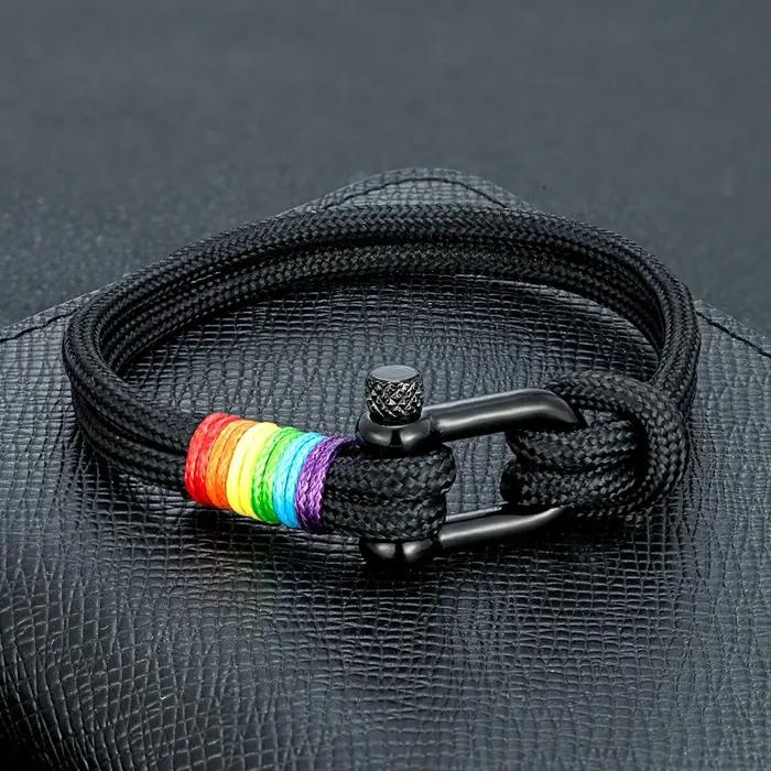 Bracelet en ULarc-en-ciel tressée multicolore pour couple