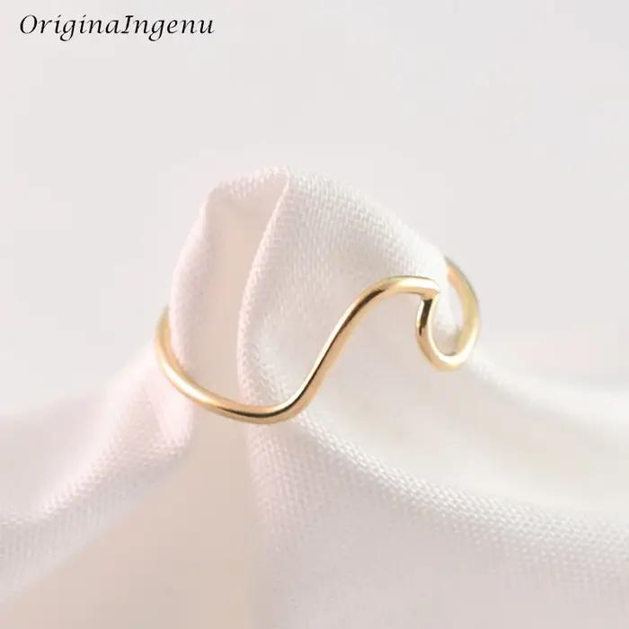 Bague en forme de vague de mer remplie d'or 14 carats pour femme