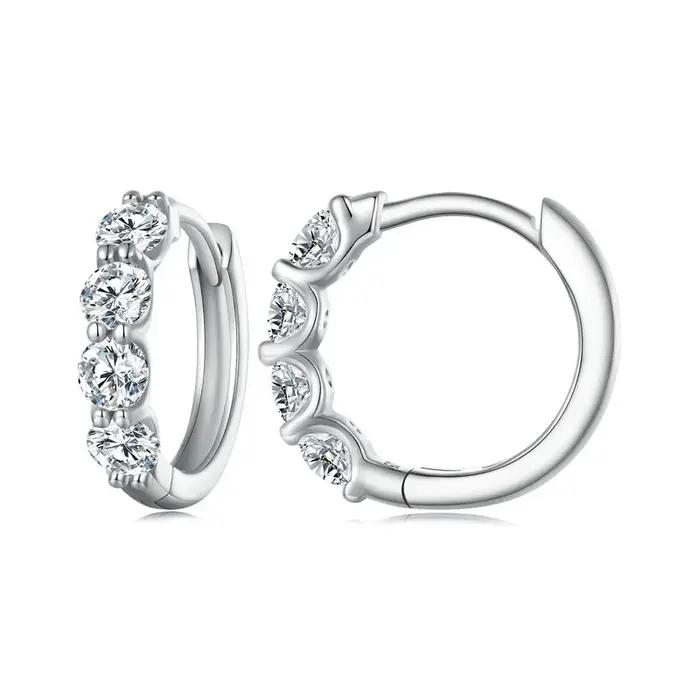 Bamoer – boucles d'oreilles en argent Sterling 925 pour femmes, design unique à 4 moissanites, certi