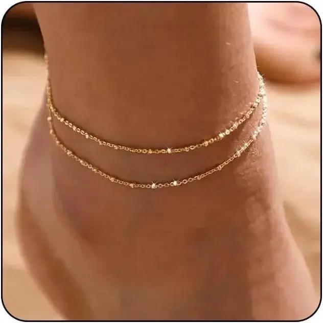 Bracelets de cheville en or et plaqué argent pour femmes style moderne perles imperméables occasions spéciales