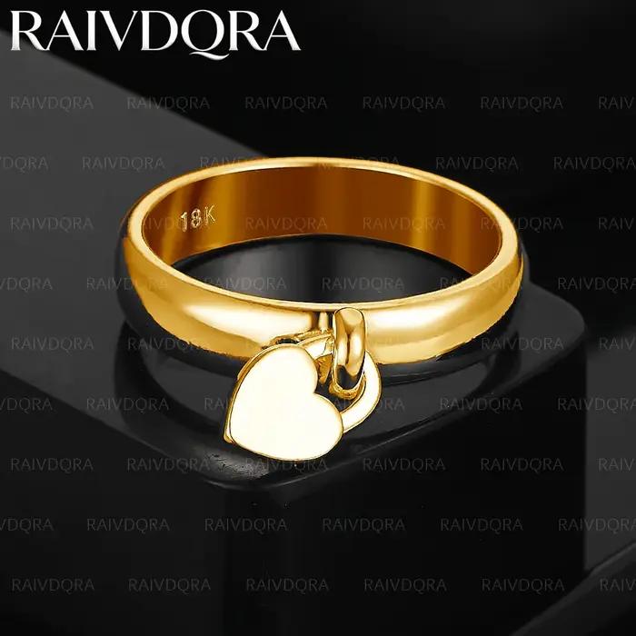 Bague en forme de cœur plaquée or 18 carats pour femmes, charme romantique, bijoux de mode pour fête