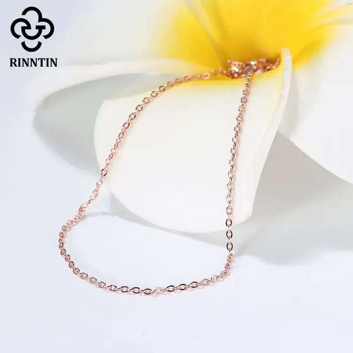 Rinntin or Rose 925 en argent Sterling mode câble lien chaînes collier pour femmes mince cou chaîne accessoires bijoux SC06