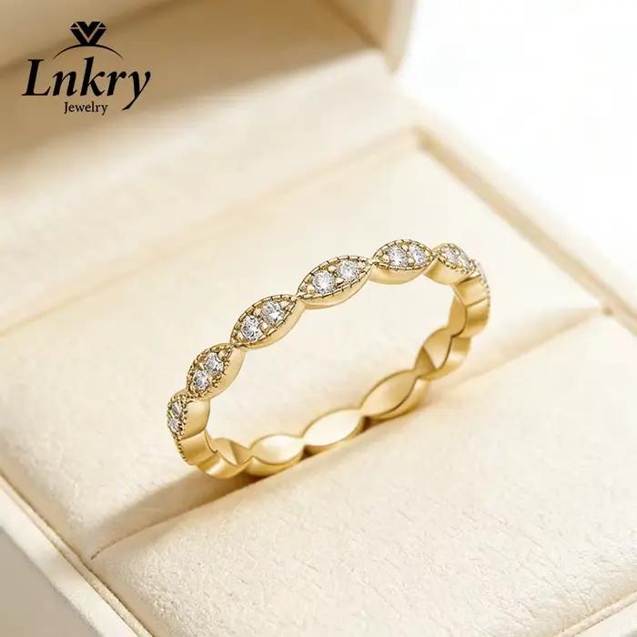 Lnkry – bague d'éternité en Moissanite ronde certifiée de 1.5mm pour femmes, en or 14k, anneaux empilables pour anniversaire, bijoux, cadeau