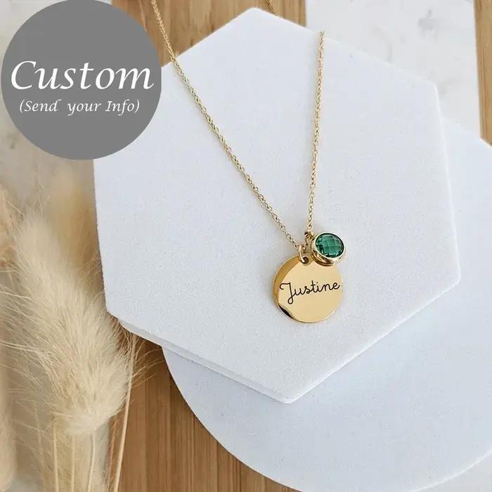 Collier personnalisé avec nom de pierre de naissance pour la fête des mères, pendentif avec texte et date gravés personnalisés, cadeau spécial pour grand-mère, Mimi 2025