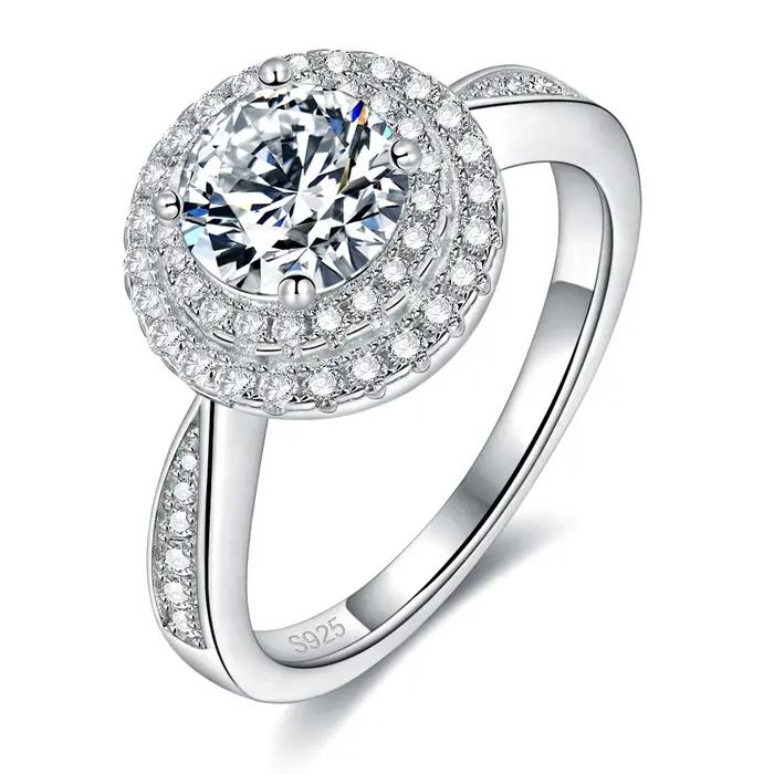 Bague en argent sterling 925 sertie de moissonite blanche pour les femmes occasions spéciales fiançailles mariage anniversaire