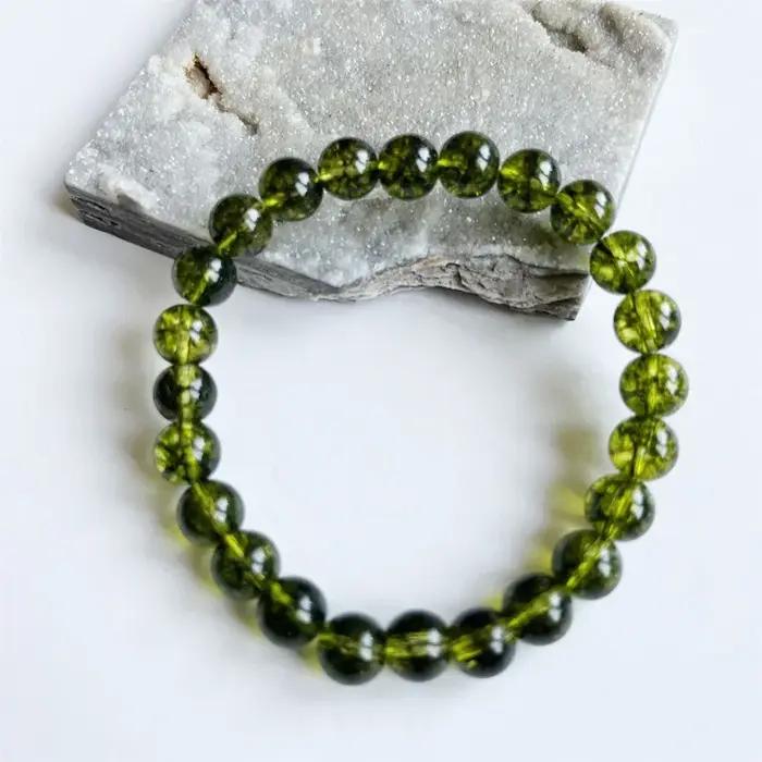 Bracelet en pierre naturelle péridot perles de cristal bijoux cadeau pour hommes Protection de la sa