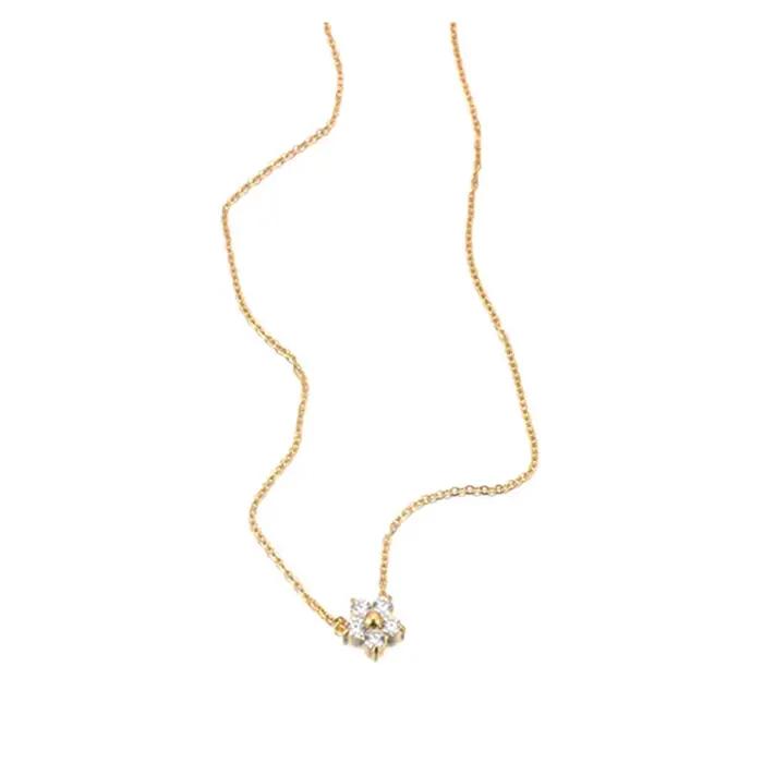 JeeMango luxe Zircon quatre feuilles fleur pendentif collier pour femmes 18K PVD plaqué acier inoxyd