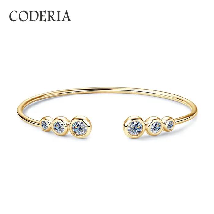 Bracelet Moissanite en Argent Sterling 1.8 Plaqué Or 18K, Bijoux de Luxe, 925 Carats D Document