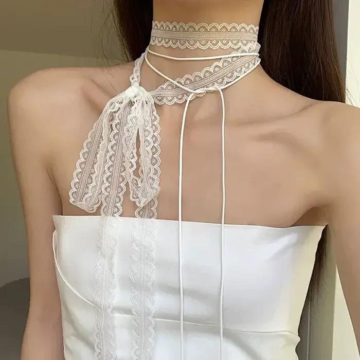 Collier ras du cou pour femmes, Sexy, noir et blanc, pendentif avec nœud papillon, chaîne de clavicu