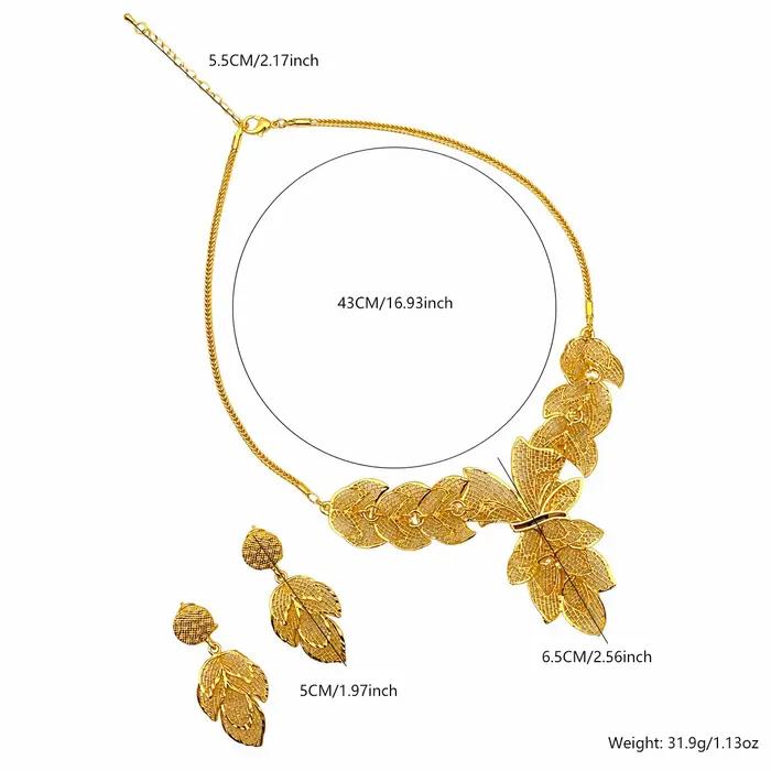 Ensemble de bijoux plaqué or 24 carats pour femmes