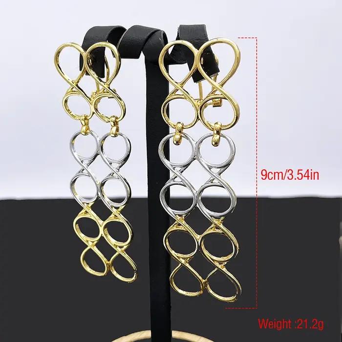 Boucles d'oreilles grande taille plaquées or 18 carats pour femmes