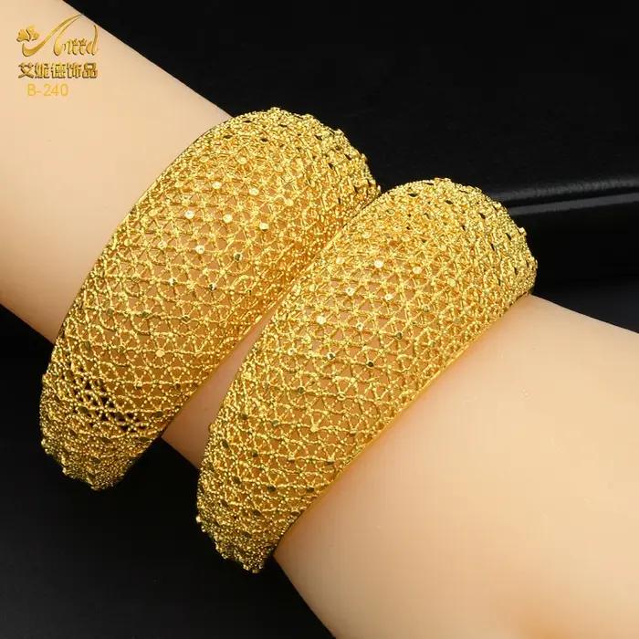 ANIID Dubai bijoux manchette bracelet cadeaux de fête de mariage femmes arabes Bracelets porte-bonheur indien 24K