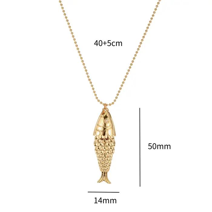 Collier pendentif carpe plaqué or 18 carats avec diamant en zircon, bijoux hip-hop Lucky Koi