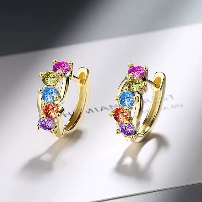 Boucles d'oreilles en argent Sterling 925 incrustées de zircons colorés pour femmes occasions spéciales anniversaire engagement fête mariage bal