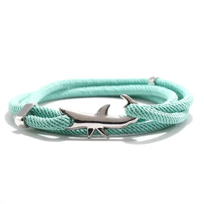Bracelet en fil d'animal requin marin unisexe multicouche empilable réglable
