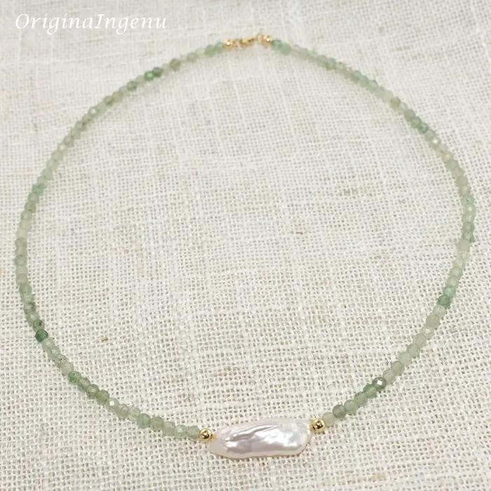 Collier émeraude Boho en or 14 carats avec perle baroque personnalisée pour femmes occasions spéciales