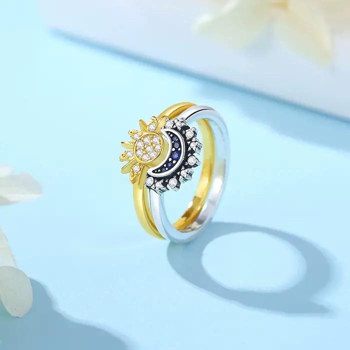 Bague en argent sterling 925 sertie de zirconium blanc et pierres précieuses pour femmes occasions d'engagement romantique et mignonnes