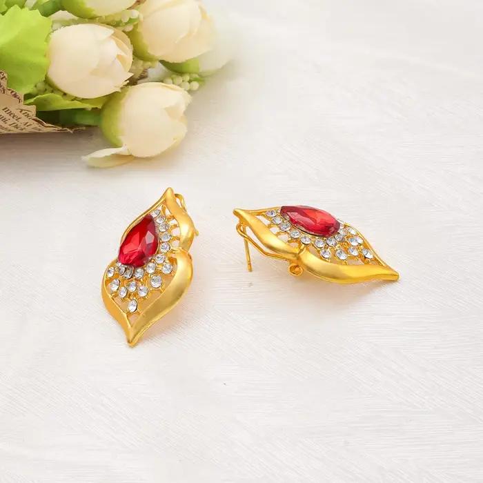 Ensemble de bijoux de luxe or 24 carats collier boucles doreilles cristal pour femmes mariage cérémonie spécial
