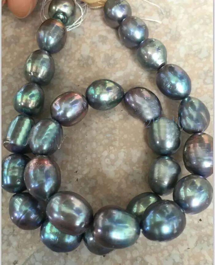Collier de perles baroques noires paon de Tahiti authentiques