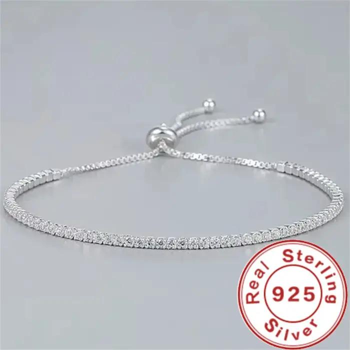 Bracelet en argent Sterling 925 Vera pour femmes, élégant, Zircon, Tennis, cristal, mode Simple, fia