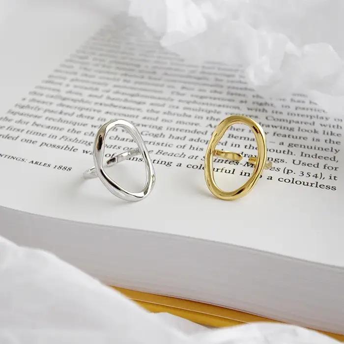 Bagues rondes en argent sterling 925 véritable pour femmes