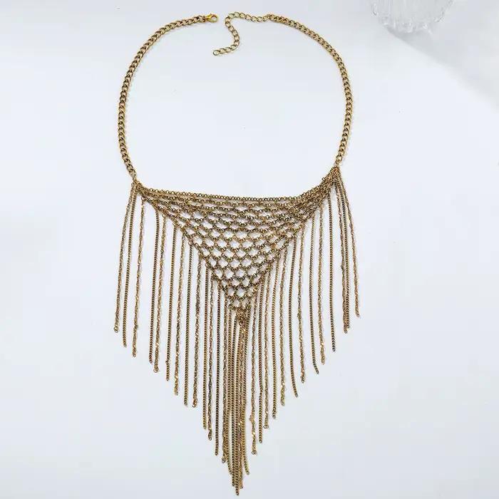 Collier en dentelle à pampilles exagérées pour femmes, style français, chaîne de clavicule, bijoux de luxe tendance, accessoires cadeaux pour dames et jeunes filles