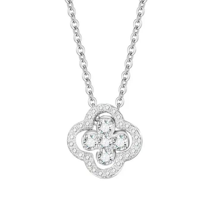 Collier avec pendentif trèfles viraux classiques plaqués or 18 carats 2 en 1 Convertible pour femmes, bijoux en acier titane, accessoires cadeaux