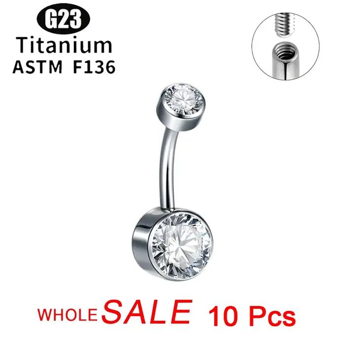 Anneau de nombril en titane G23 5A serti de zircone cubique élégant pour femmes occasions spéciales bijoux de corps hypoallergénique